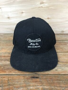Brixton Supply Hat Cap Black White Snapback Embroidered One Size Adjustable Mens